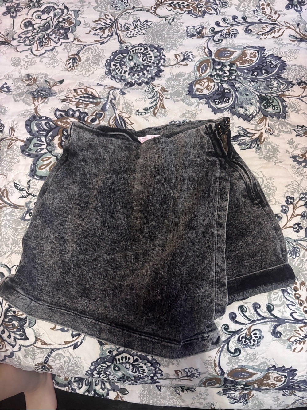 Pink Lily Charcoal Black Washed Denim Mini Skirt